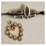 14K Gold Ring & Diamond Heart Pendant