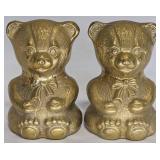 Pair Vintage Brass Teddy Bear Bookends