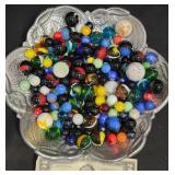 Quality Old School Marbles w Glass Bowl