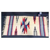 Vintage Chimayo Hand-Woven Wool Textile Rug