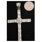 Sterling Silver Cross Pendant w Crystals