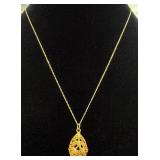 10KT Gold Necklace w Teardrop 10K Pendant