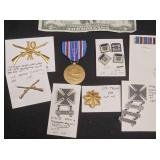 WWII & Spanish War Military Insignia & Medals