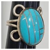 Sterling Silver Ring w Turquoise Stone Sz 4.5