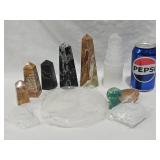 Crystal Obelisks, Carved Pieces - Selenite & Onyx