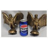 Pair Brass Eagle Figures w Threaded Mounts