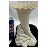 Vntg Belleek Porcelain Cornucopia Rock Spill Vase