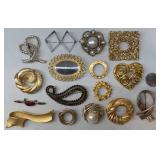 16 Vintage Brooches w Abstract, Bow, Paisley +