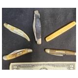 5 Vntg Pocket Knives - Case XX, Buck+