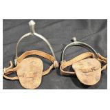 Pair English Spurs w Leather Straps & Pads
