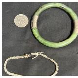 Jade Bangle Bracelet & Sterling Silver Bracelet