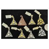8 Silver & Marcasite Triangular Pendants