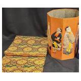 Japanese Textile Obi & Chinese Waste Basket