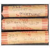3 Rolls of Wheat Pennies w Mixture of Years