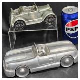 Vintage Metal Coin Bank & Aluminum Porsche