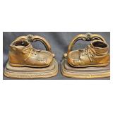 Vintage Bronze Baby Shoe Bookends 1947 & 1950