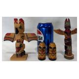 Handcrafted Hand-Painted Wood Totems & Shakers