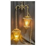 Vntg Hanging Lantern Swag Lamp Fixture, Works