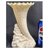 Vntg Belleek Porcelain Cornucopia Rock Spill Vase