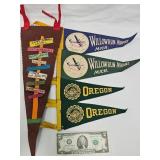 5 Vintage Travel Pennants - Willowrun, Oregon +