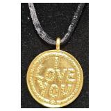 Erte Adam & Eve i Love You Medallion Necklace
