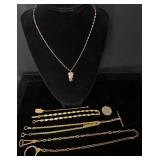 Antique Watch Chains & Fob Necklace- Gold-Filled