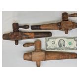 3 Vintage Wooden Beer Barrel Keg Taps