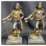 Pair Antique Paul Herzel Pirate Bookends