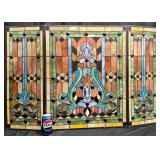 Stained Glass 3-Panel Foldable Fireplace Screen