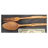 Vintage Carved Wooden w Seal Bone Handles