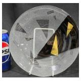 Black & Gold Slumped Art Glass Plate, Signed GW