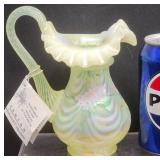 Fenton Hand-Painted Art Glass Vase Pitcher Signed