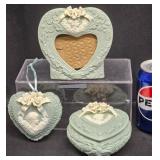 Seafoam Green Heart Frame, Box & Ornament