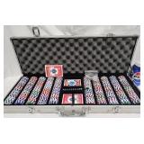 Poker Set w Playing Cards in Aluminum Case