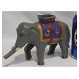 Vintage Painted Cast Iron Elephant Coin Bank