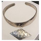 Handcrafted Sterling Silver Bracelet & Pin Set SAS