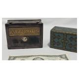 2 Vintage Metal Personal Portable Banks
