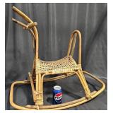 Mid-Century Modern Rattan & Bamboo Rocking Horse