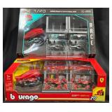 2 New Burago F1 1/43 Racing Sets - Ferrari & AMG