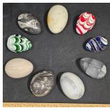 9 Colorful Polished Stone & Glass Decor Eggs