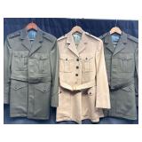 3 Vintage USMC Military Uniform Jackets w Belts