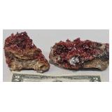 2 Mibladen Vanadinite Specimens w Barite Rose