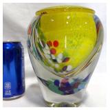 Jean-Claude Novaro Yellow Art Glass Vase