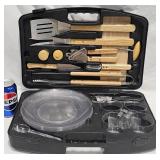 Portable Camping BBQ Set w Tools & Tableware