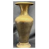Engraved Brass Vase w Intricate Motifs