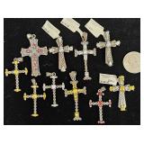 10 Sterling Silver Cross Pendants - Marcasite