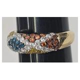 14KT Gold Pinky Ring w Multicolor Diamonds Sz 5