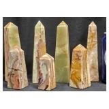 7 Onyx Obelisks w Varied Patterns & Colors