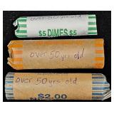 Roll of Quarters, Dimes, Nickels - All 50+ Yrs Old