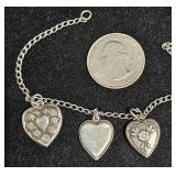 Sterling Silver Heart Charm Bracelet